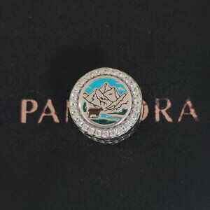 Pandora Mountain Round Charm Bead S925 Silver with box